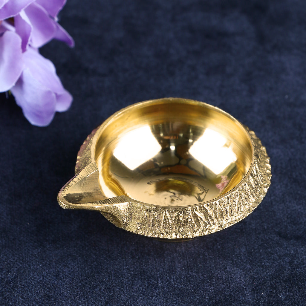 Engraved Pure Brass Ashtalaxmi Diya