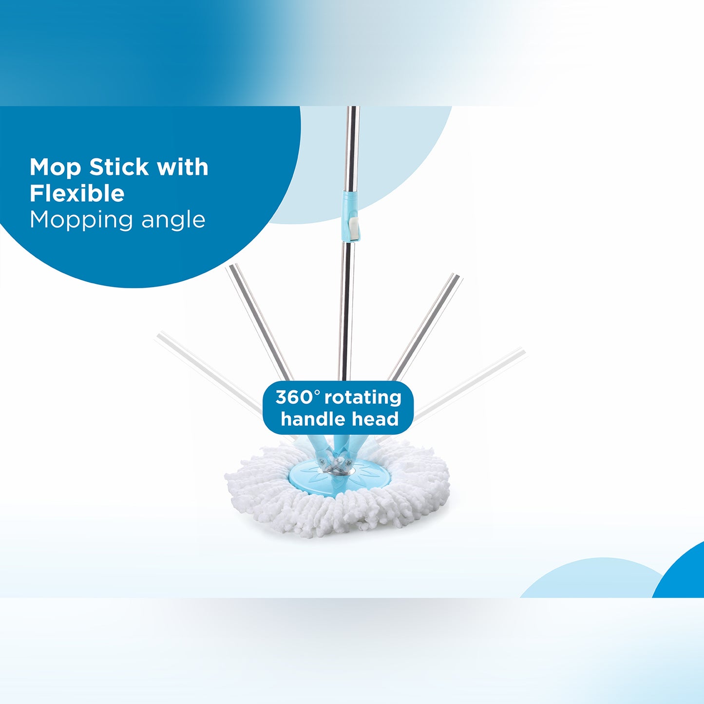 8712 Sporty Plastic Spin Mop With Bigger Wheels And Plastic Auto Fold Handle For 360 Degree Cleaning. - Springkart 