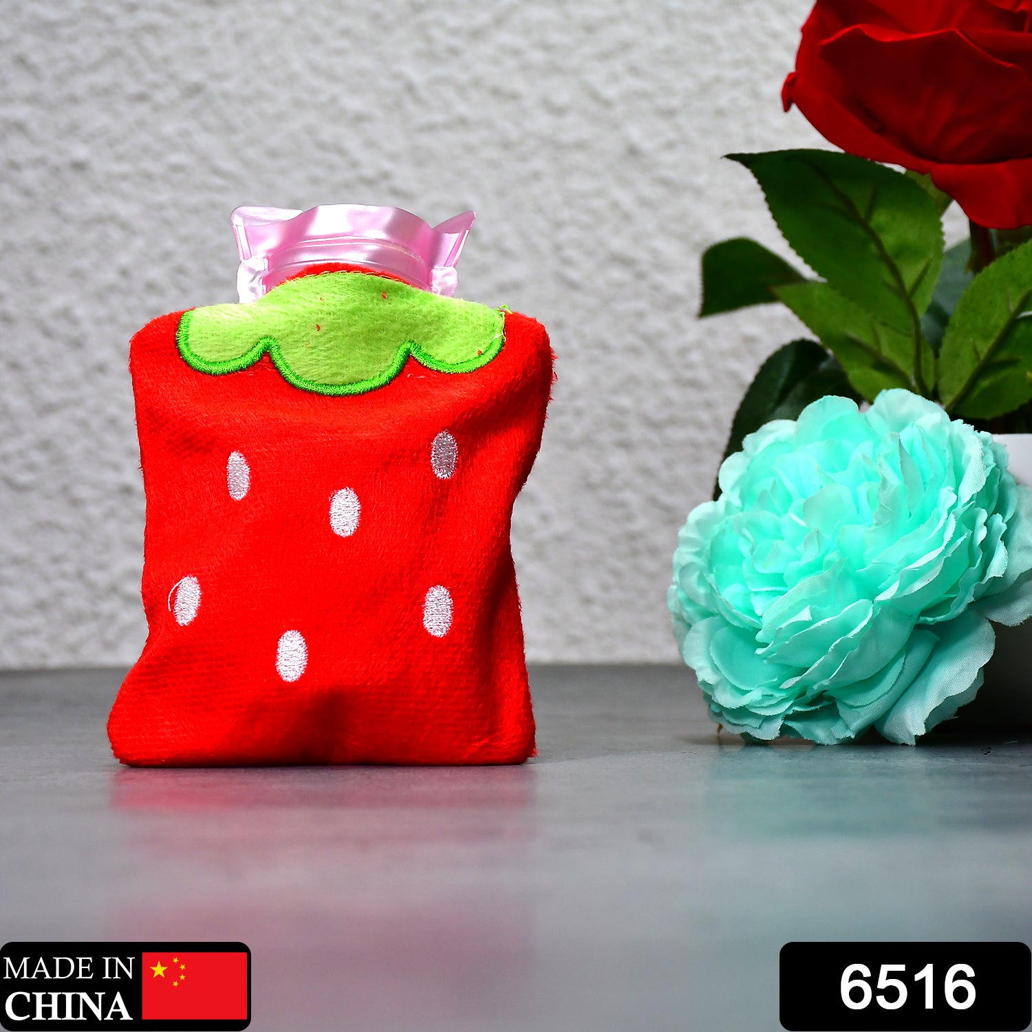 6516 Strawberry Small Hot Water Bag With Cover For Pain Relief Neck Shoulder Pain And Hand Feet Warmer Menstrual Cramps. - Springkart 