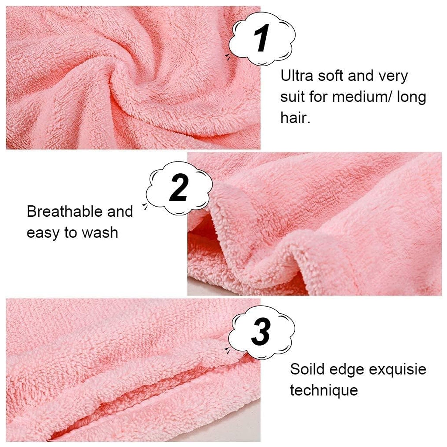 Microfiber Hair Wrap Towel Cap (1 Pc 63x23 Cm Mix Color) - Springkart 