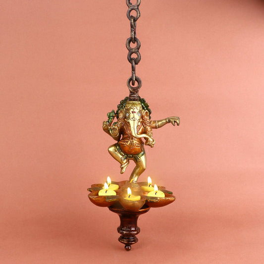 Dancing Ganesha Panchmukhi Hanging Diya