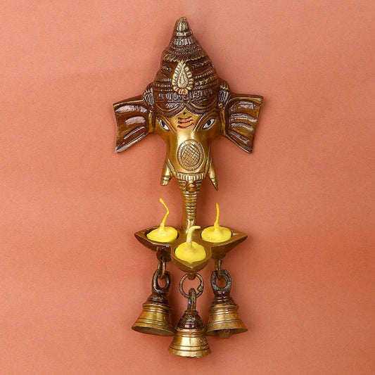 Ganesh Wall Hanging with Bell & Diya |