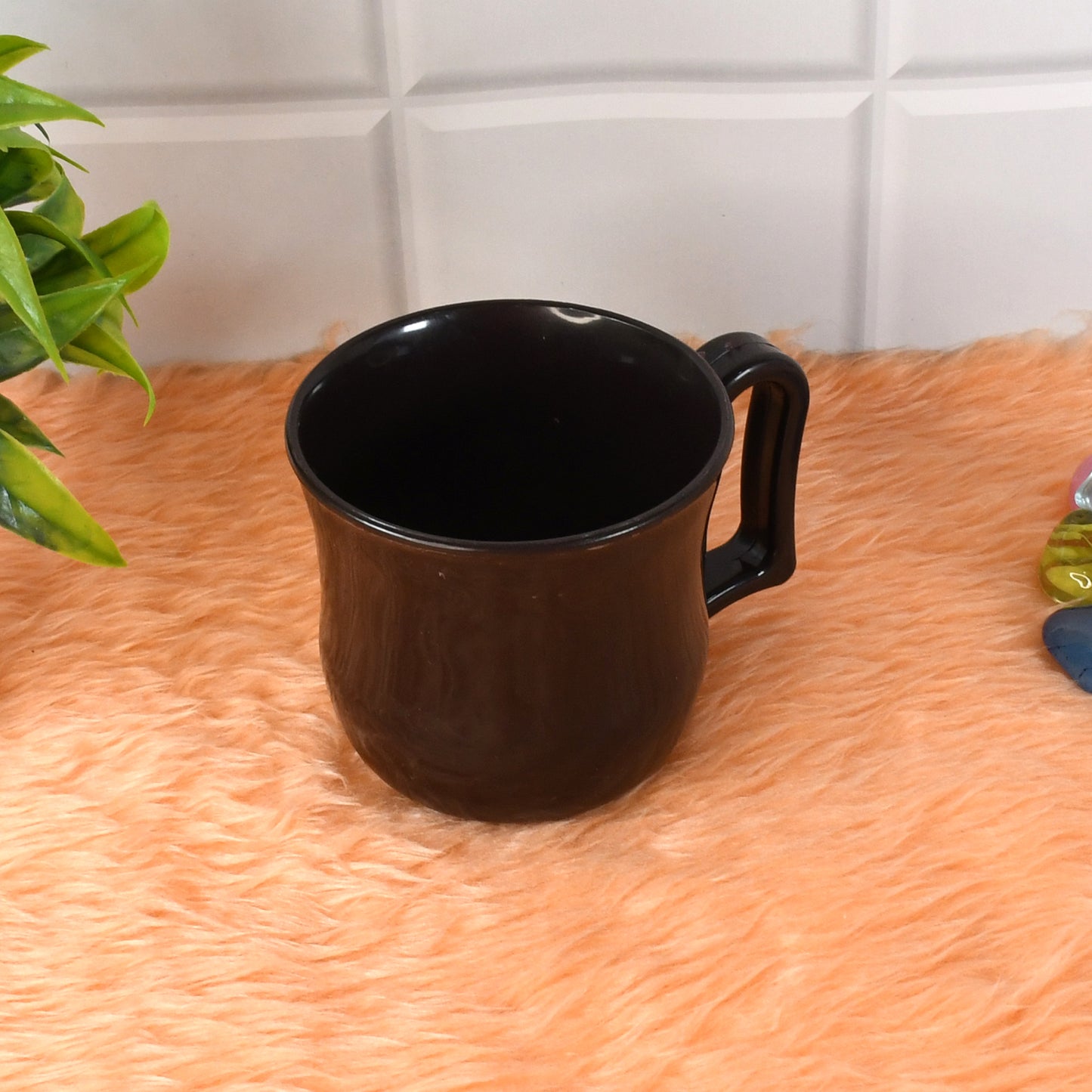 Premium Plastic Coffee Tea Cups Mug With Handle (1 Pc With Color Box Black) - Springkart 