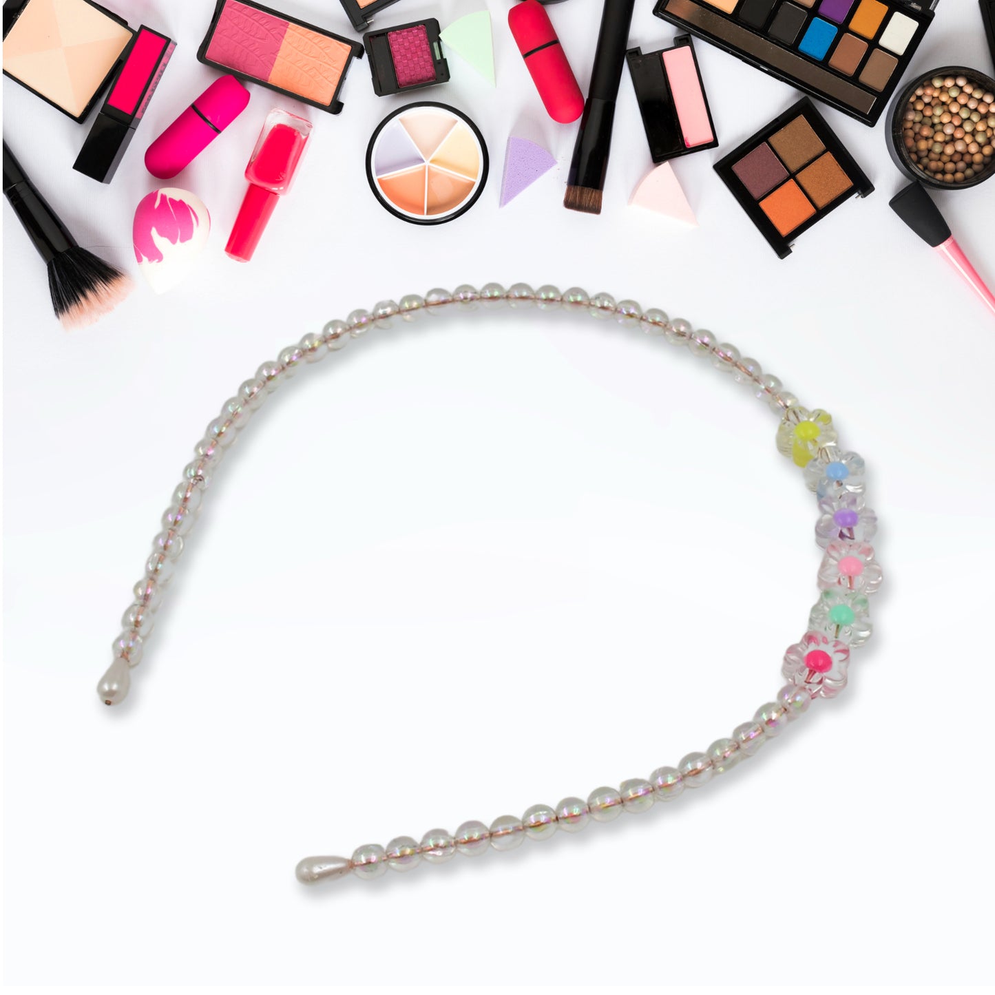 Hair Accessories Metal Handmade Colorful Beads With Pearls Fancy Party Hairband (1 Pc Mix Design) - Springkart 