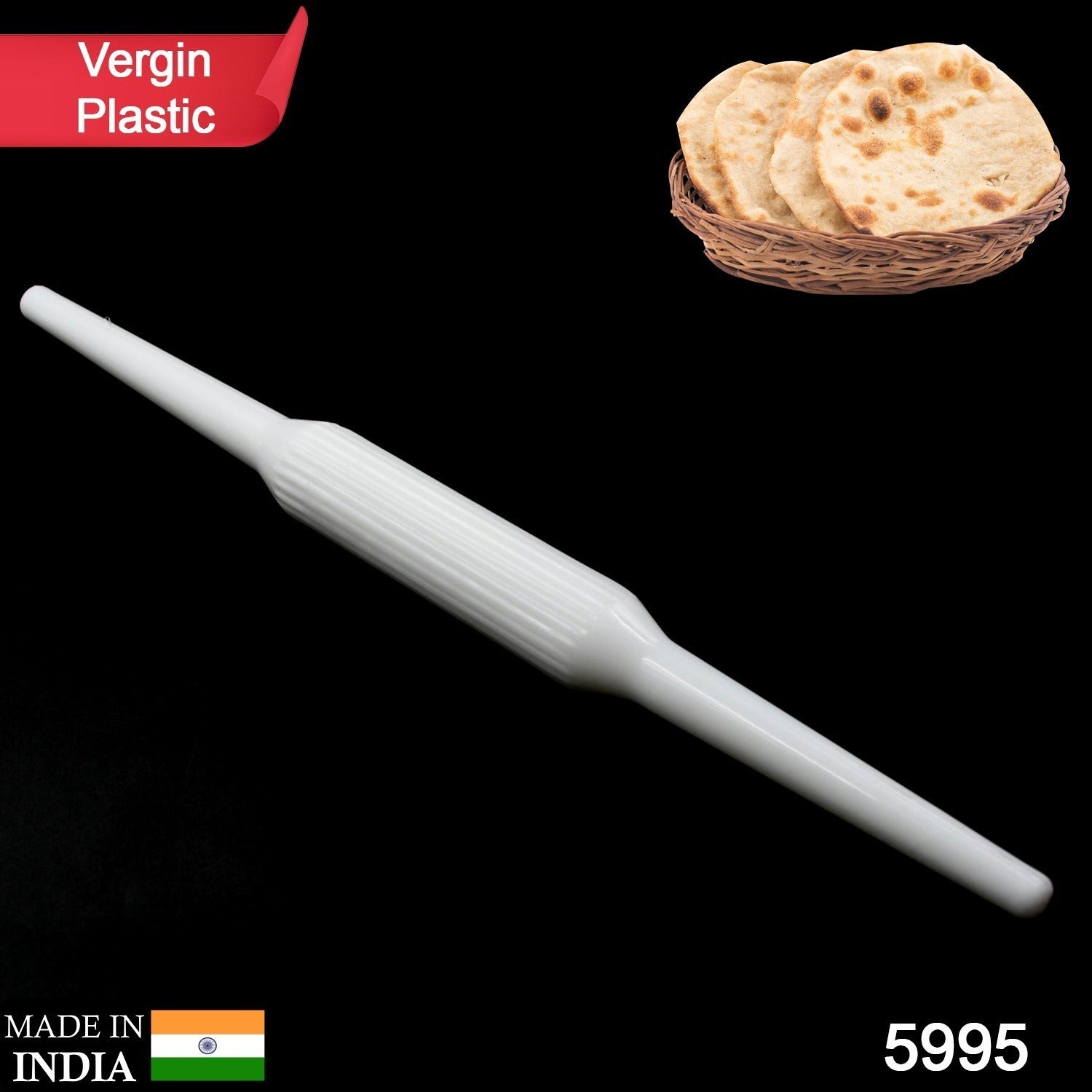 5995 Kitchen Plastic Vergin Belan Rolling Pin For Roti Chapati High Quality Kitchen Tool (1pc) - Springkart 