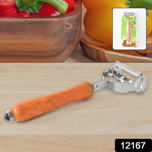 Vegetable And Fruit Peeler With Wooden Handle (1 Pc) - Springkart 
