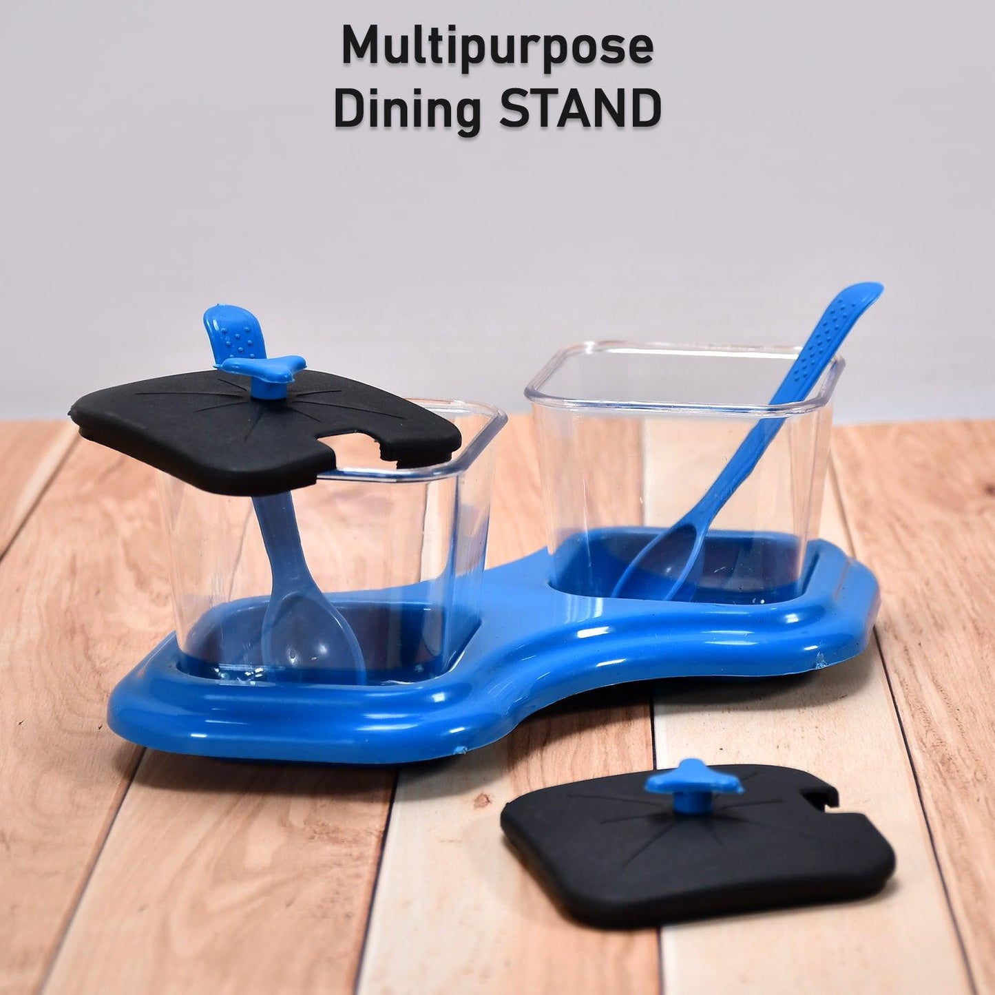 0148 Dining Table Stand 2 Pcs Pickle Jar Spice Tray Spoons Virgin Plastic Kitchen Storage Container Serving Salt Pepper Sauces Chutney Masala Mukhwas Aachar - Springkart 