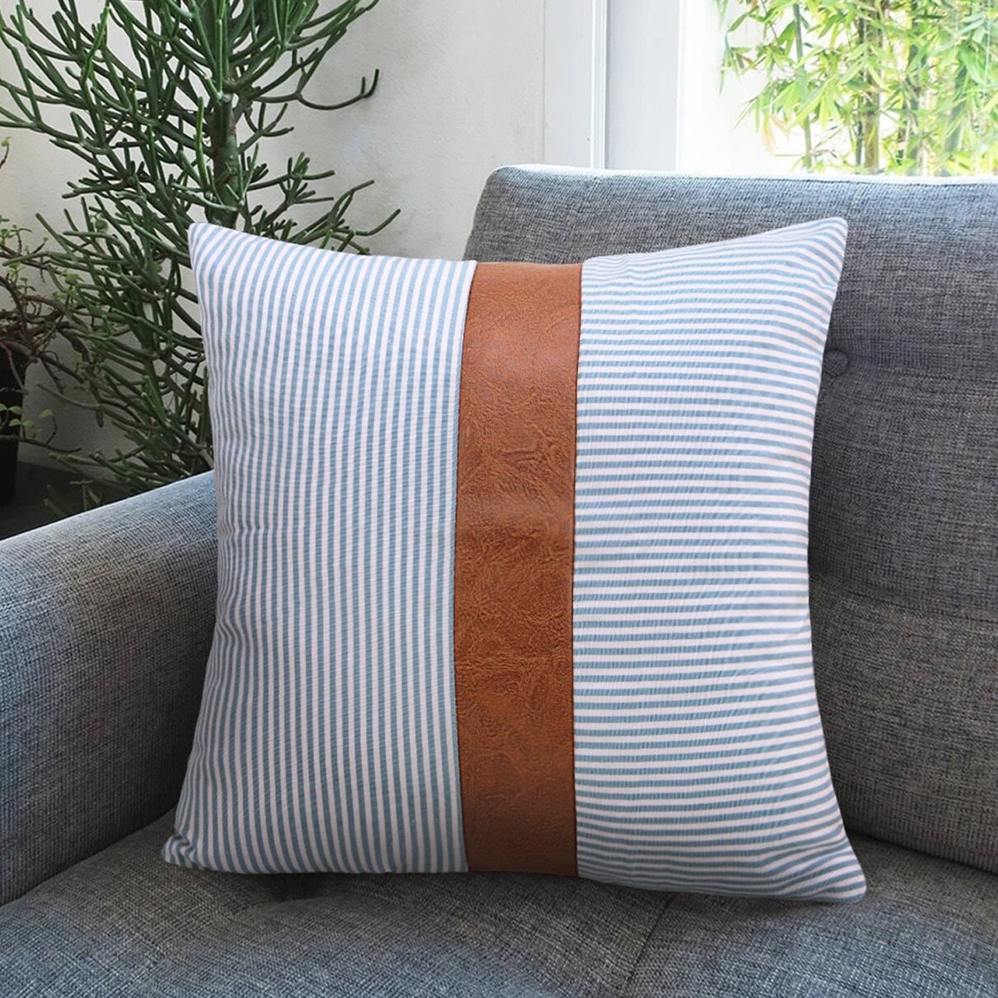 Pillow Covers Leather Cotton Cushion Covers (16 16 Inch 1 Pair 2 Pc) - Springkart 