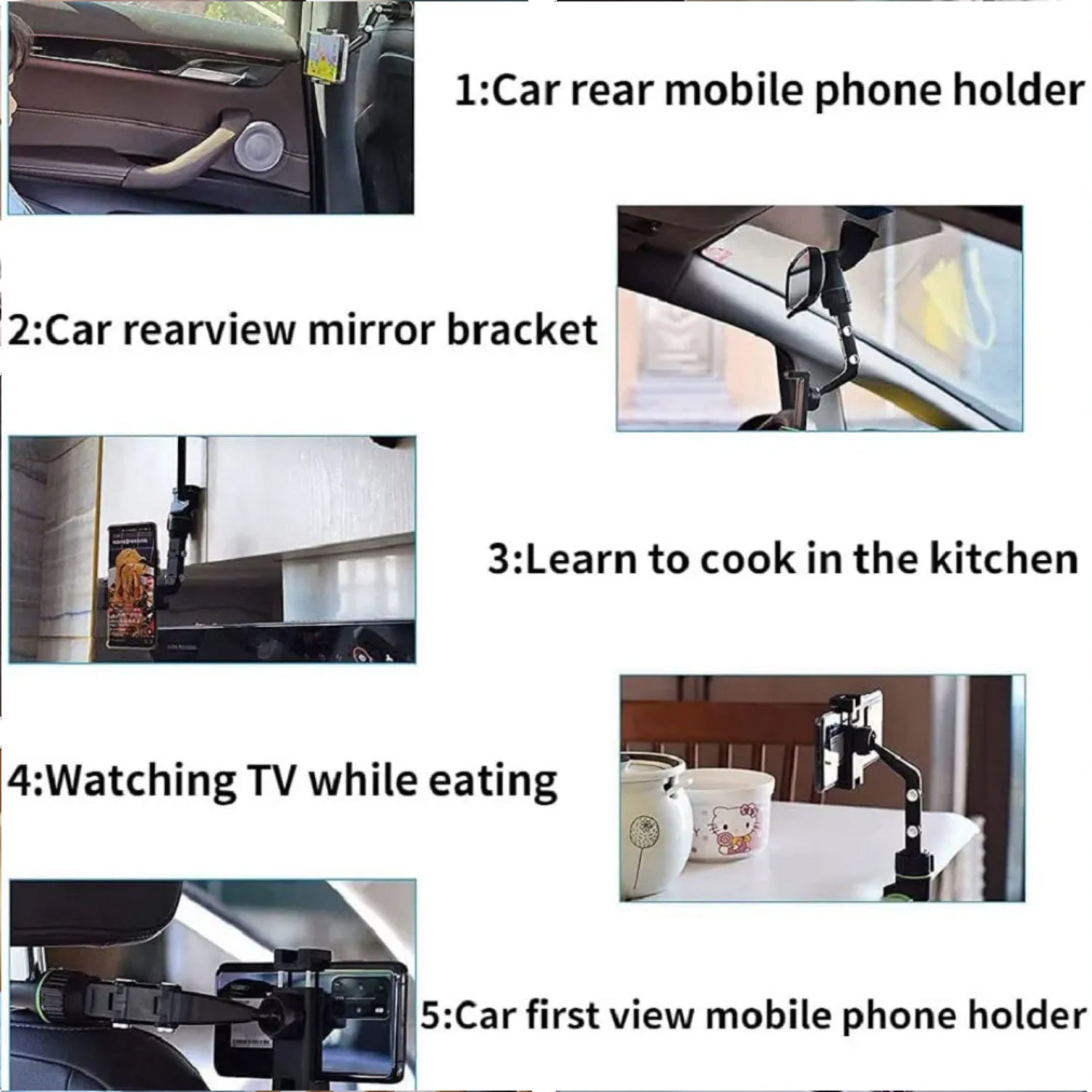 Multifunctional Car Rear View 360 Rotatable Mobile Holder - Springkart 