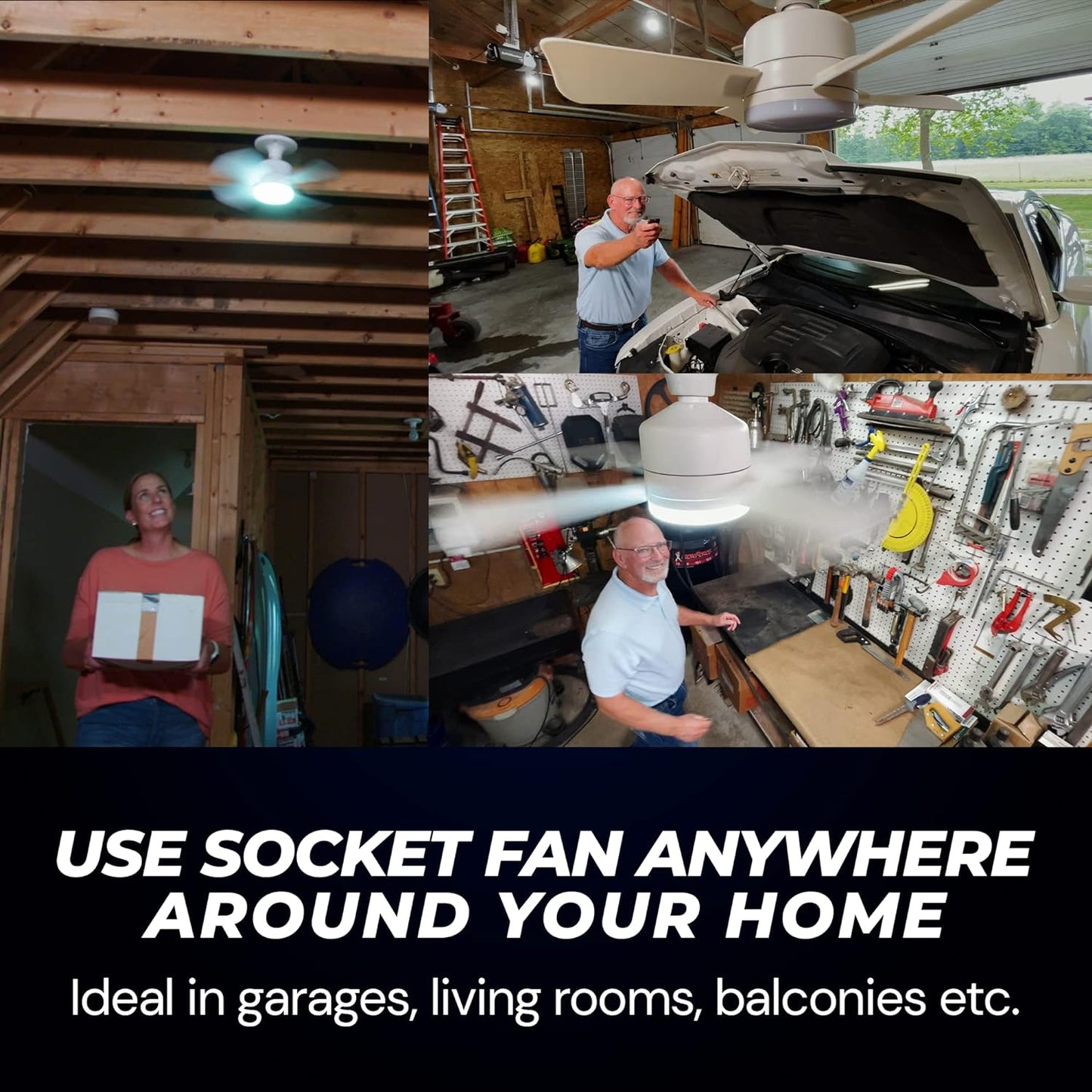 17845 Socket Fan Light Original - Cool Light Led Ceiling Fans With Lights And Remote Control Replacement For Lightbulb - Bedroom Kitchen Living Room1000 Lumens 5000 Kelvins Cool Leds (Remote Battery Not Included) - Springkart 