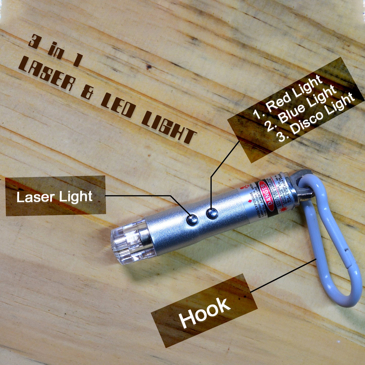 6427 3 In1 Laser Light Led Flashlight + Torch Keychain + Laser Pointer - Springkart 