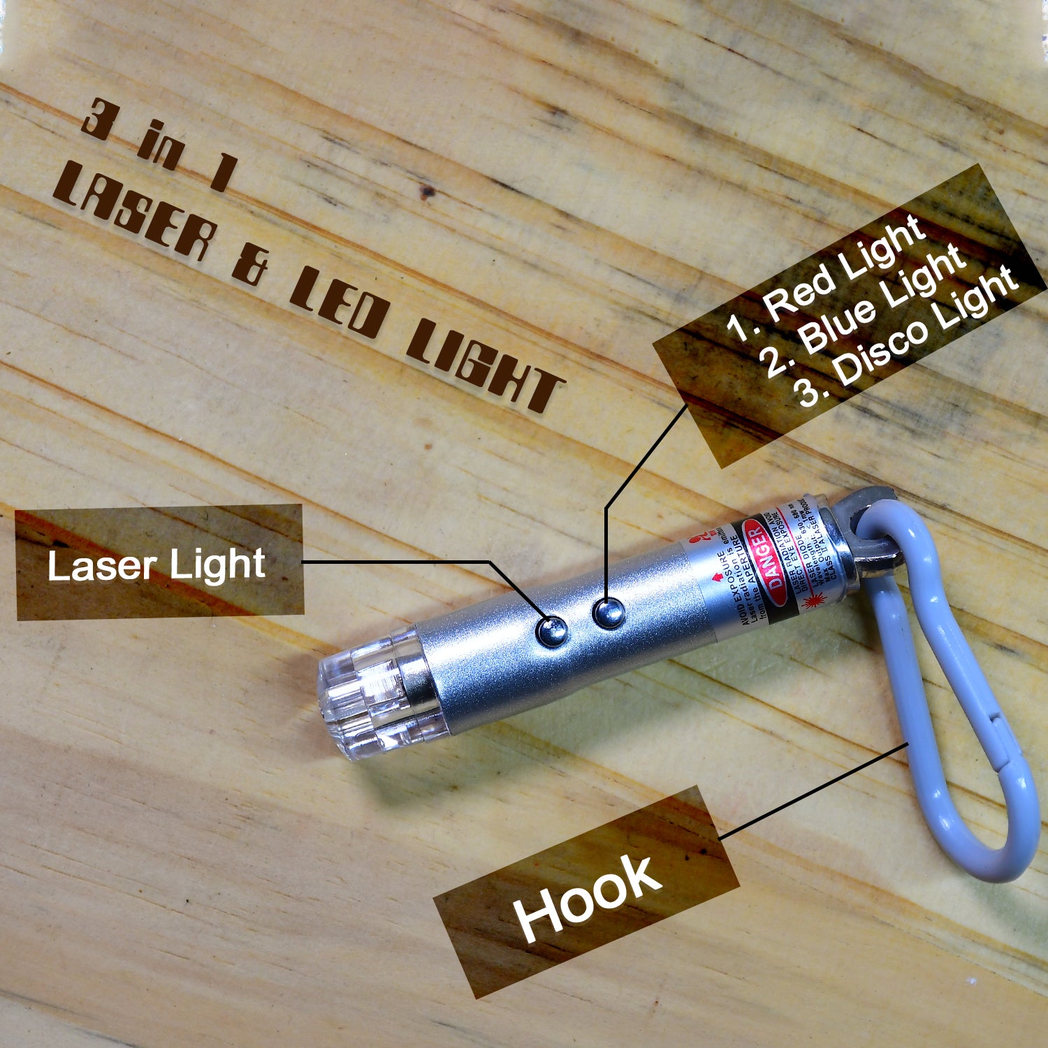 6427 3 In1 Laser Light Led Flashlight + Torch Keychain + Laser Pointer - Springkart 