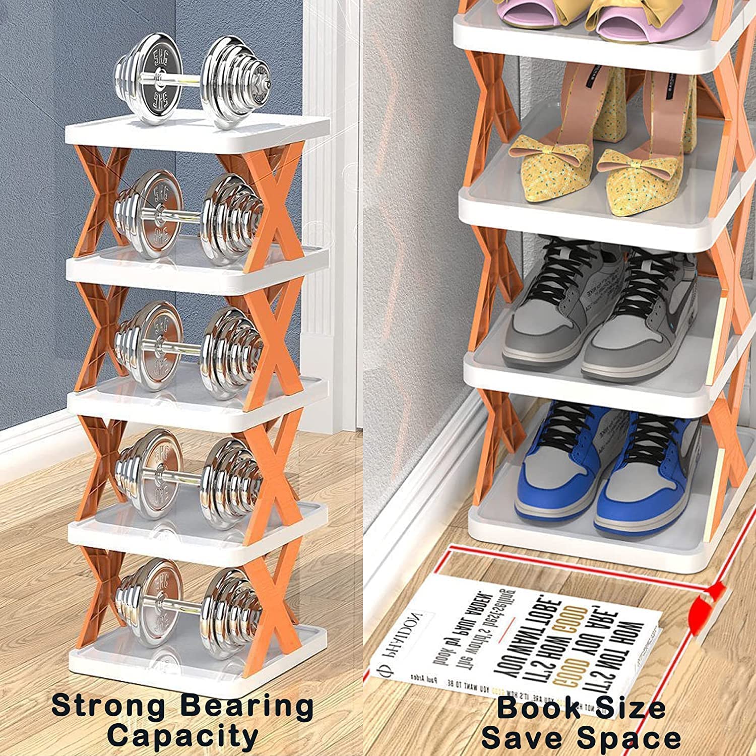 Smart Shoe Rack With 6 Layer Shoes Stand Multifunctional Entryway Foldable Collapsible Door Shoe Rack Free Standing Heavy Duty Plastic Shoe Shelf Storage Organizer Narrow Footwear Home - Springkart 