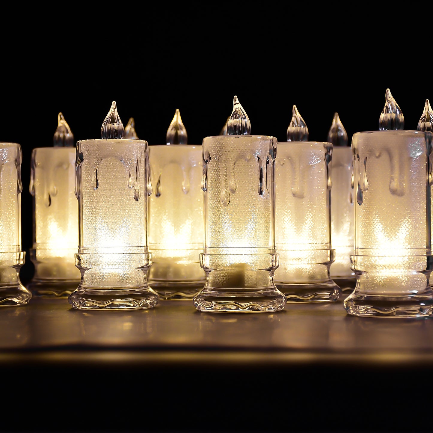 6559 Big Size Flameless Melted Design Candles For Decoration (Set Of 12pc) - Springkart 