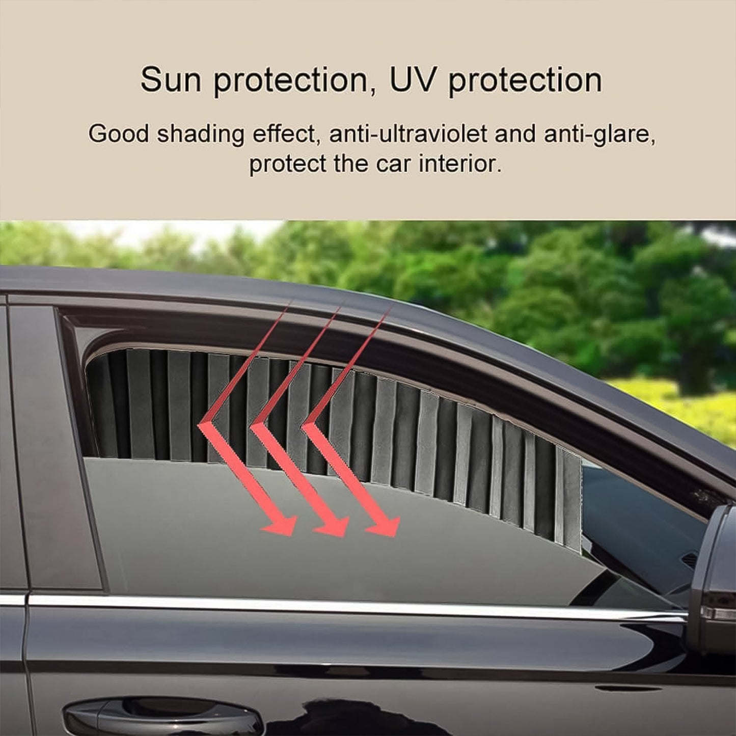 Curtain For Car Window Heat Sunshade Protection (4 Pcs With Curtain Hook Adhesive Tap Set) - Springkart 