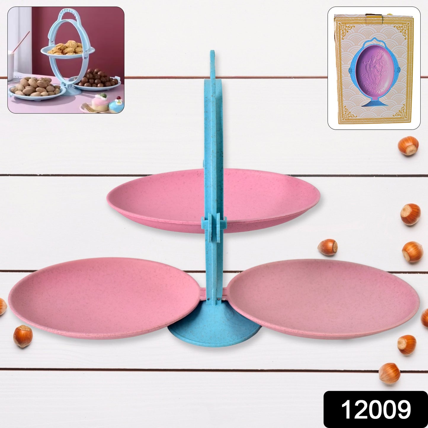 Foldable Fruit Plate Candy Dish Multi Use Mirror Shape Dried Fruit Tray (1 Set) - Springkart 