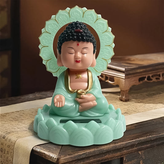 Plastic Solar Powered Moving Head Sitting Action Buddha Statue (1 Pc) - Springkart 