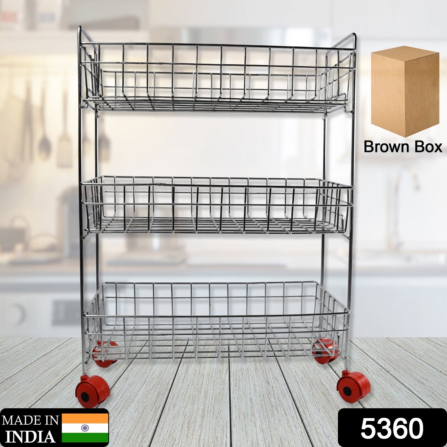 5360 Stainless Steel Fruit Vegetable Stand Kitchen Trolley 3 Tier Kitchen Trolley Fruit Basket Vegetable Stand For Storage Onion Potato Rack For Kitchen Vegetable Rack For Kitchen - Springkart 