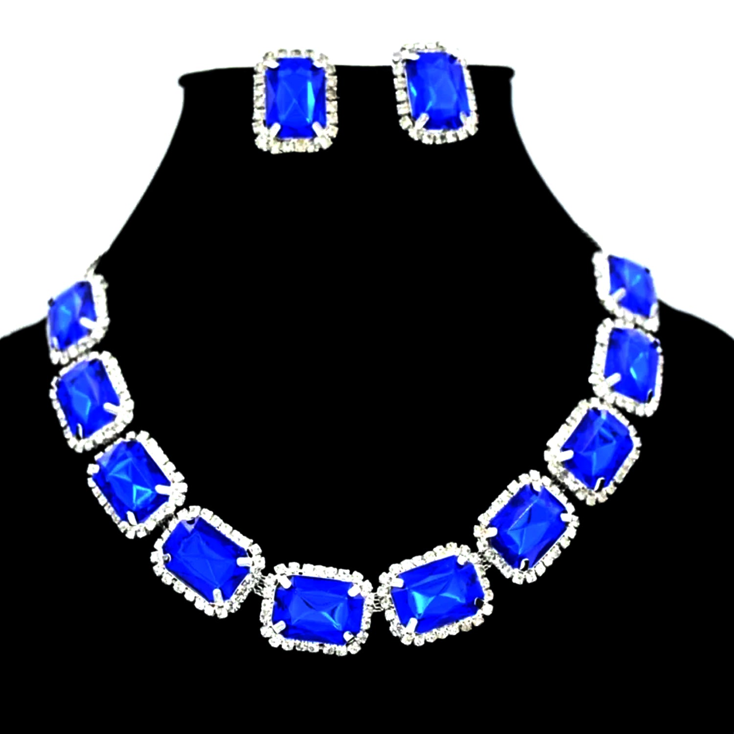 Diamond Necklace And Earrings Set (1 Set Mix Color) - Springkart 