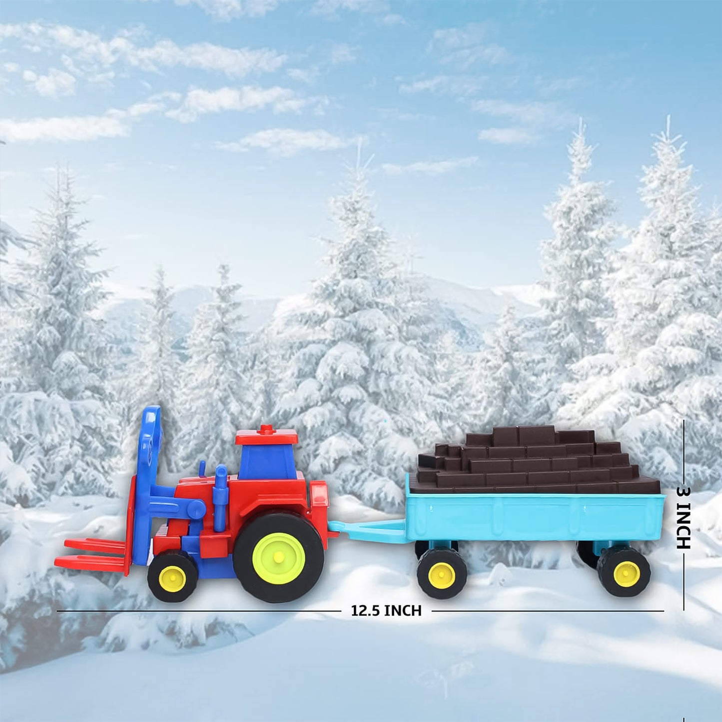 Plastic Tractor Toy Friction Powered Tractor With Bricks Trolley (1 Pc) - Springkart 