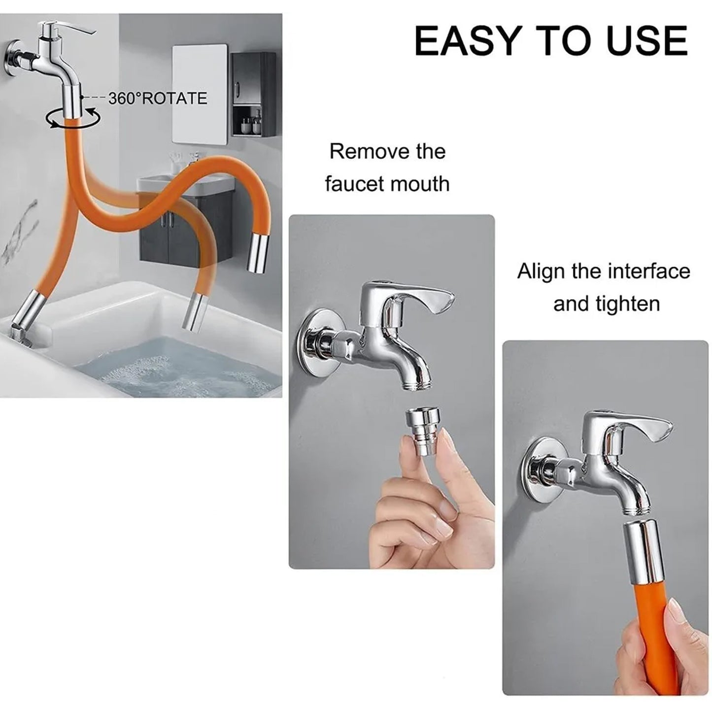9087b Flexible Water Tap Extender Universal Foaming Extension Tube With Connector 360 Free Bending Faucet Extender Adjustable Sink Drain Extension (46cm) - Springkart 