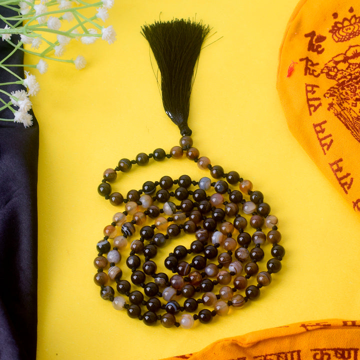 Buy Premium Hakik Jap Mala Crystal Brown & Black | Cosmic Power Mala