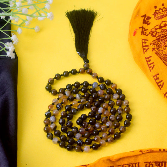 Buy Premium Hakik Jap Mala Crystal Brown & Black | Cosmic Power Mala