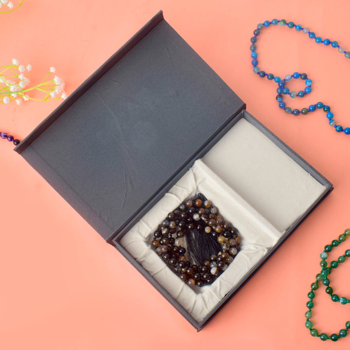 Buy Premium Hakik Jap Mala Crystal Brown & Black | Cosmic Power Mala