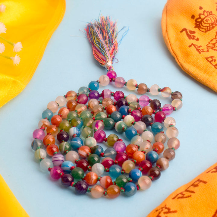 Premium Hakik Jap Mala Crystal Multicolor