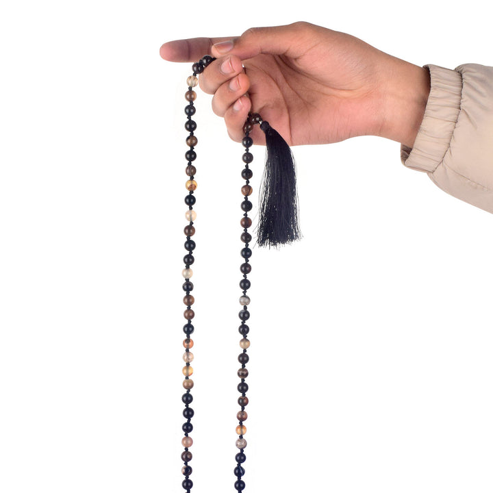 Buy Premium Hakik Jap Mala Crystal Brown & Black | Cosmic Power Mala