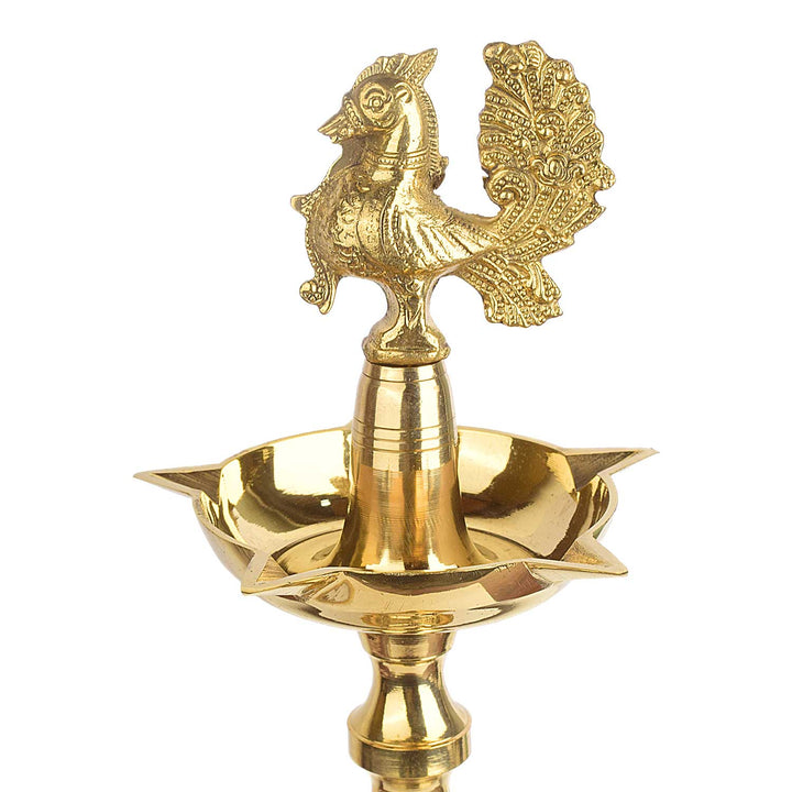 Buy 11 Inch 1 Step Embossed Peacock Kerala Stand Diya