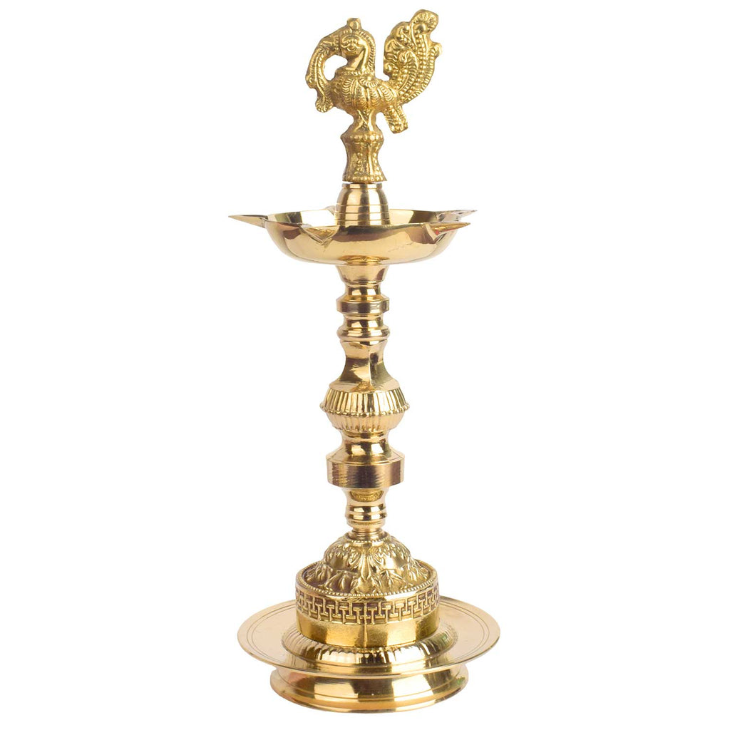 Buy 11 Inch 1 Step Embossed Peacock Kerala Stand Diya
