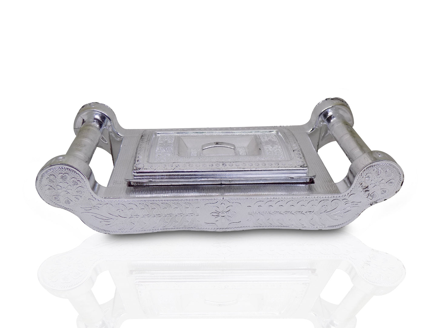 Multipurpose 4 Section Royal Design Silver Storage / Gift Box - Springkart 
