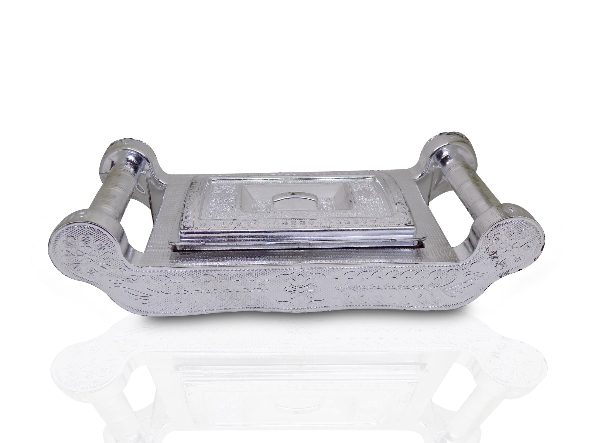 Multipurpose 4 Section Royal Design Silver Storage / Gift Box - Springkart 
