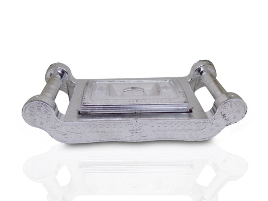 Multipurpose 4 Section Royal Design Silver Storage / Gift Box - Springkart 