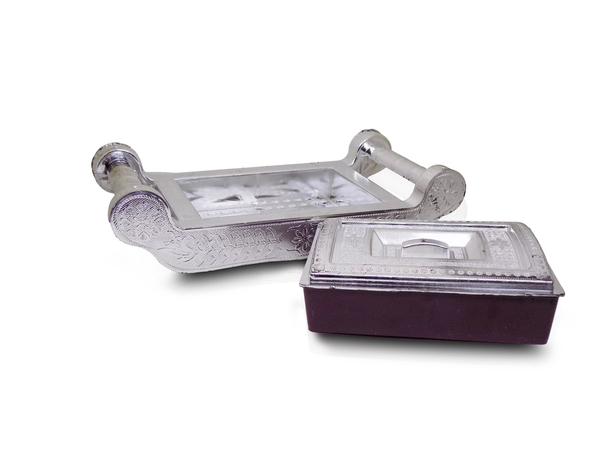 Multipurpose 4 Section Royal Design Silver Storage / Gift Box - Springkart 