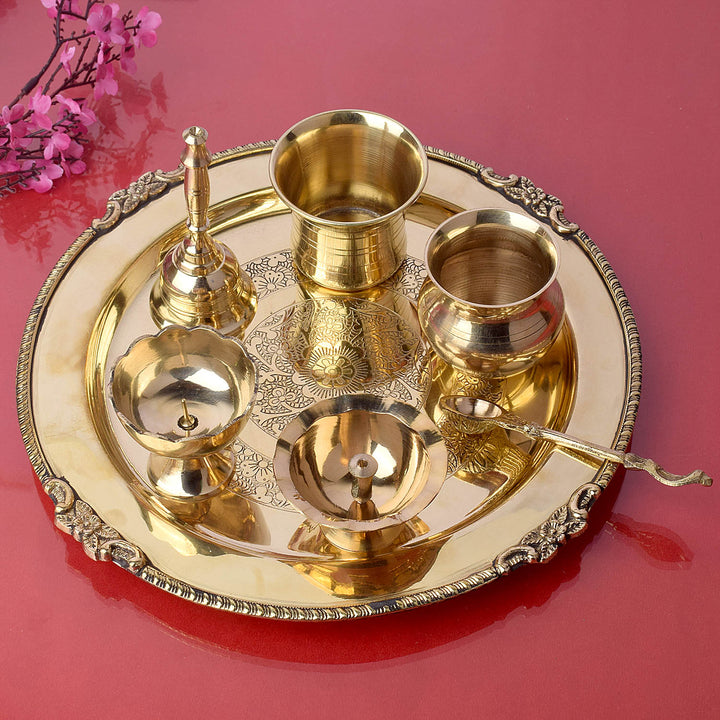 Brass Royal Pooja Thali Set 7 Piece