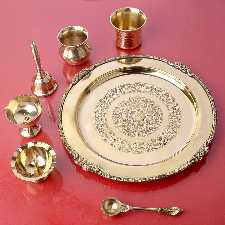 Brass Royal Pooja Thali Set 7 Piece