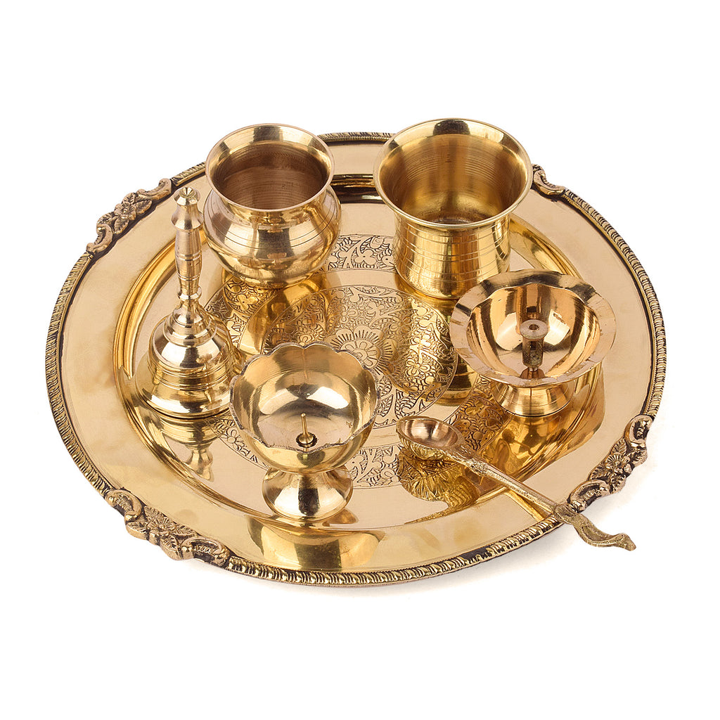 Brass Royal Pooja Thali Set 7 Piece