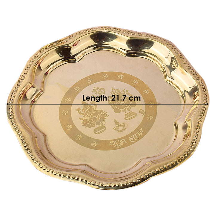Brass Om Laxmi Ganesh Pooja Thali Set of 7 Piece