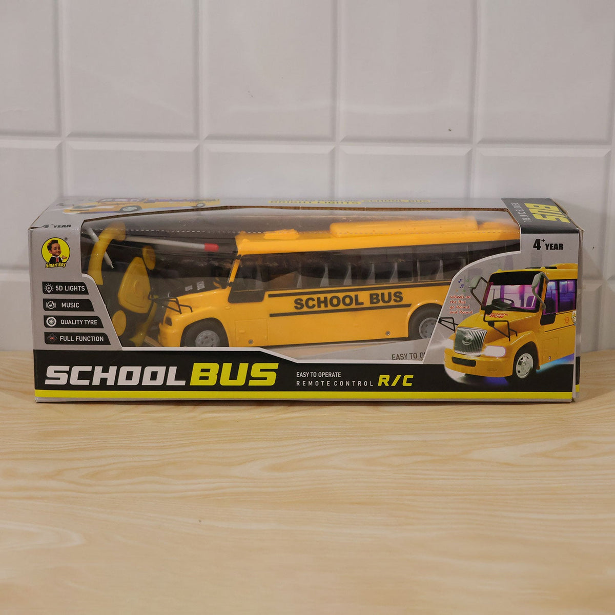 Rechargeable Remote Control School Bus Toy With Lights And Music (1 Set)