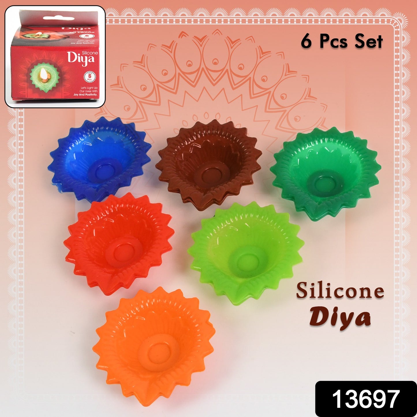 Silicone Diya For Diwali Attractive Design Colourful Diya Combo (6 Pcs Set) - Springkart 