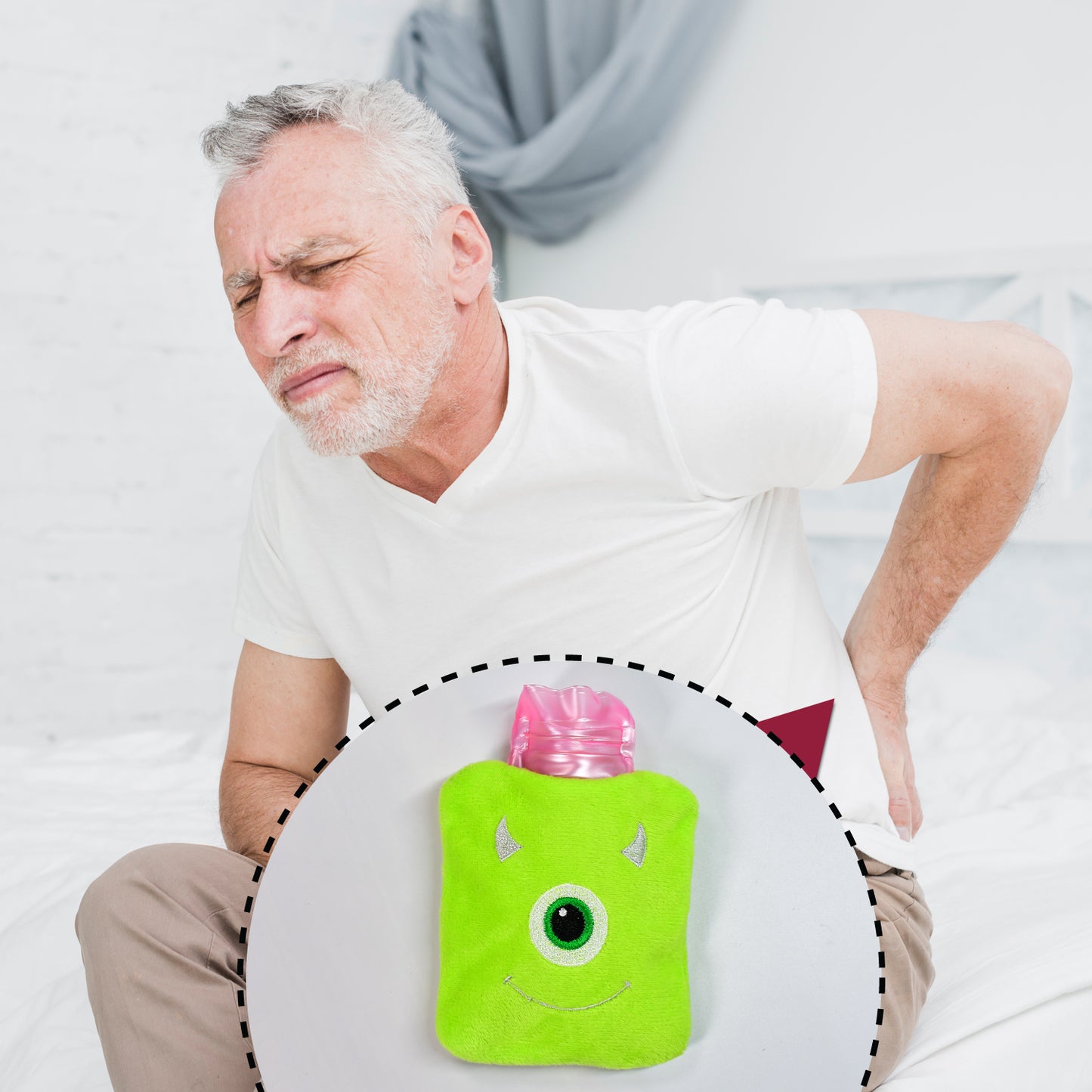 6519 Green One Eye Monster Print Small Hot Water Bag With Cover For Pain Relief Neck Shoulder Pain And Hand Feet Warmer Menstrual Cramps. - Springkart 
