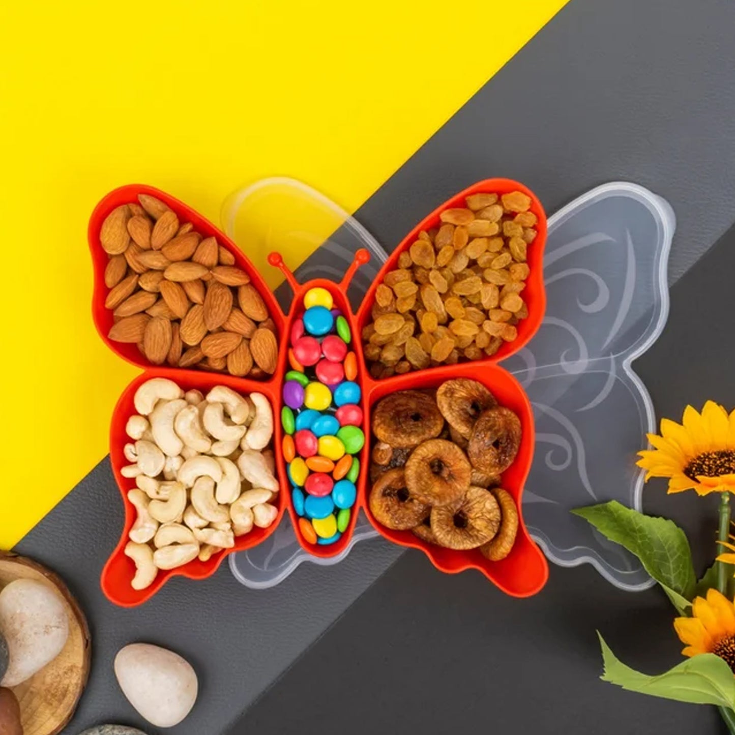 5 Compartment Multipurpose Butterfly Plastic Tray (1 Pc) - Springkart 