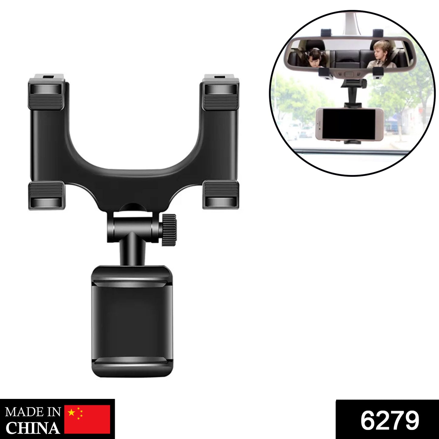 6279 Rear View Mobile Holder Universal Vehicle Rear View Mirror Mobile Phone Mount Stand - Springkart 