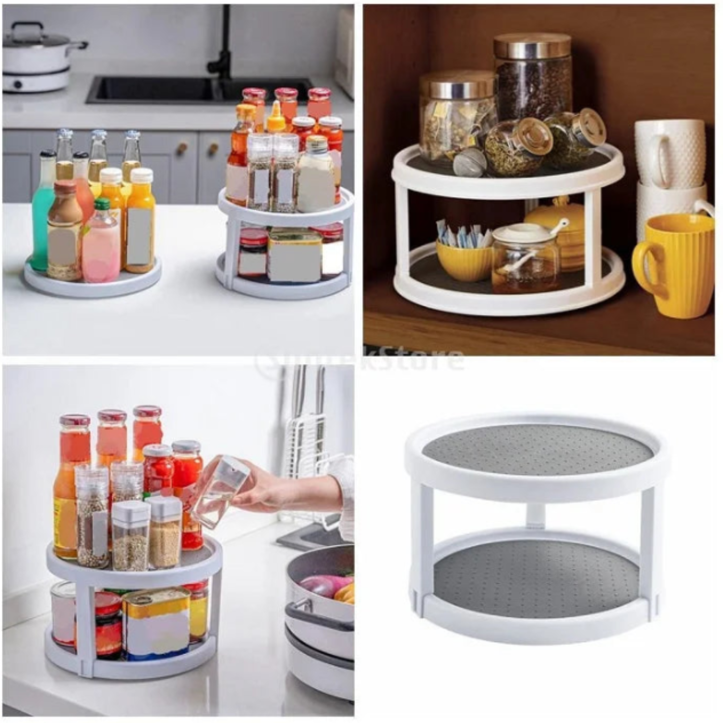 Double Layer Rotating Tray – 10-Inch Turntable Spice Rack Organizer for Kitchen, Pantry & Vanity (Pack of 1)