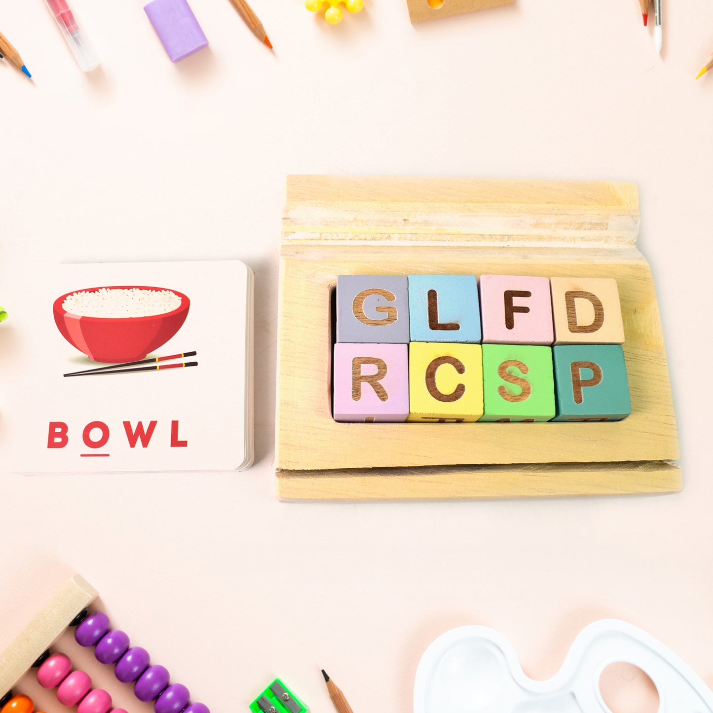 Alphabet Puzzle Spelling Reading Words (26 Flash Cards 8 Woodenblock) - Springkart 