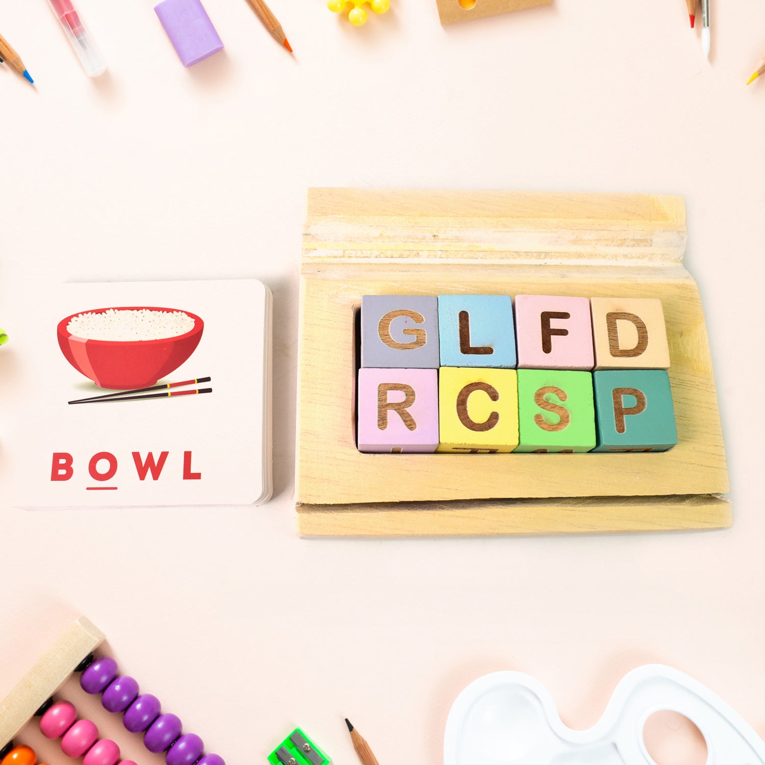 Alphabet Puzzle Spelling Reading Words (26 Flash Cards 8 Woodenblock) - Springkart 