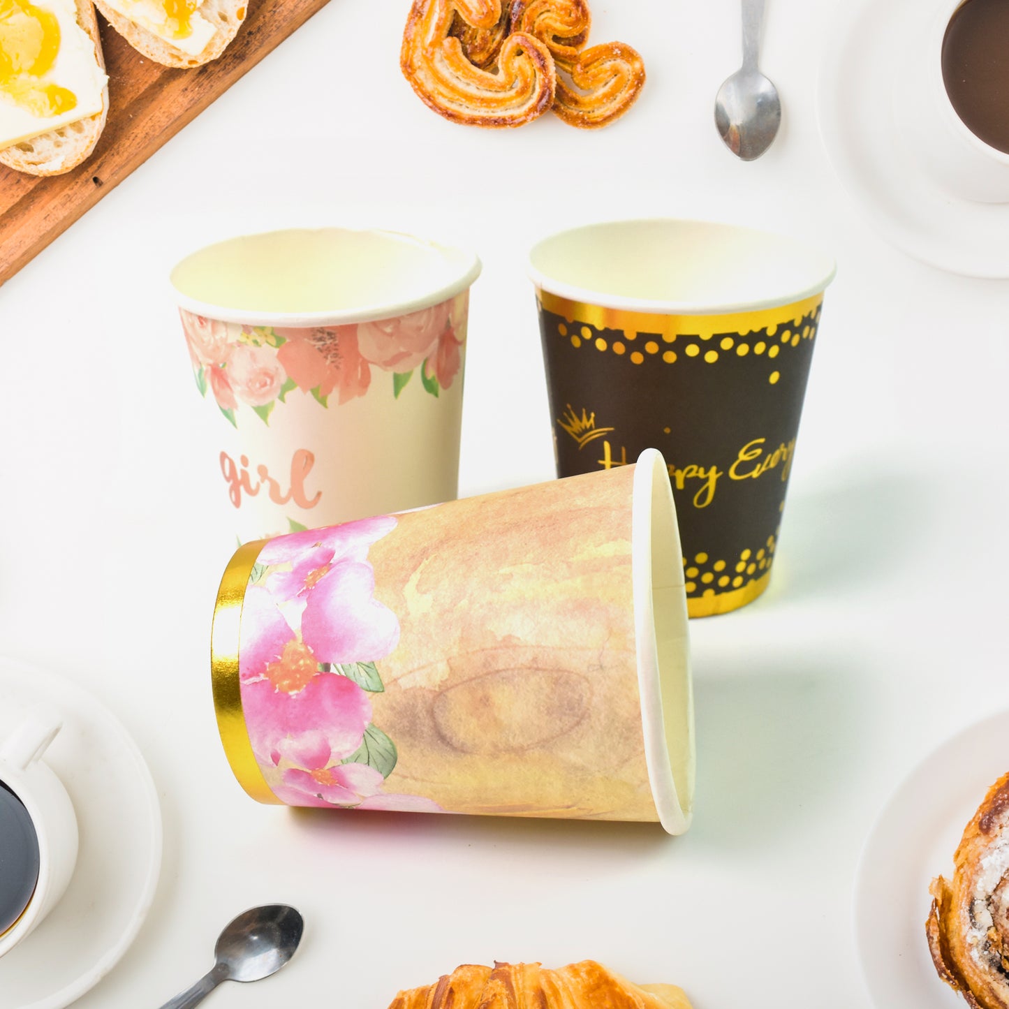 Disposable Paper Cups Disposable Tea Coffee Cups (3 Pcs Set Mix Color) - Springkart 