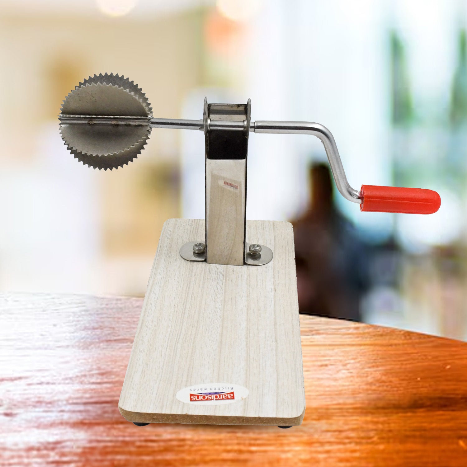 Stainless Steel Coconut Scraper With Wooden Base (1 Pc) - Springkart 
